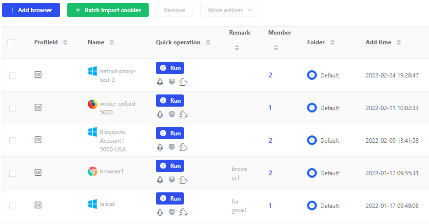 Manage multiple browser profiles