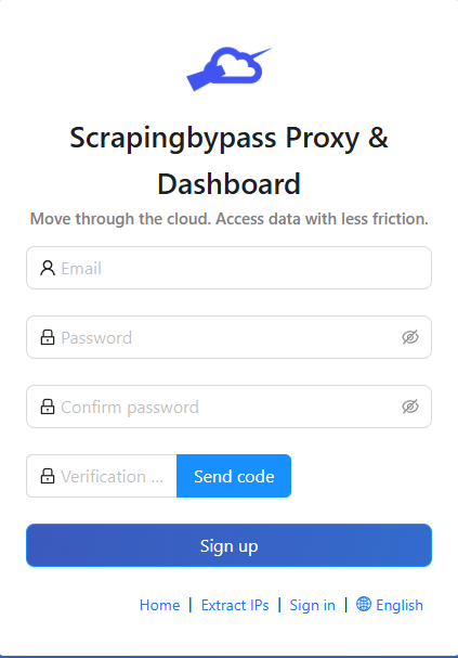 Scrapingbypass proxy account registration page